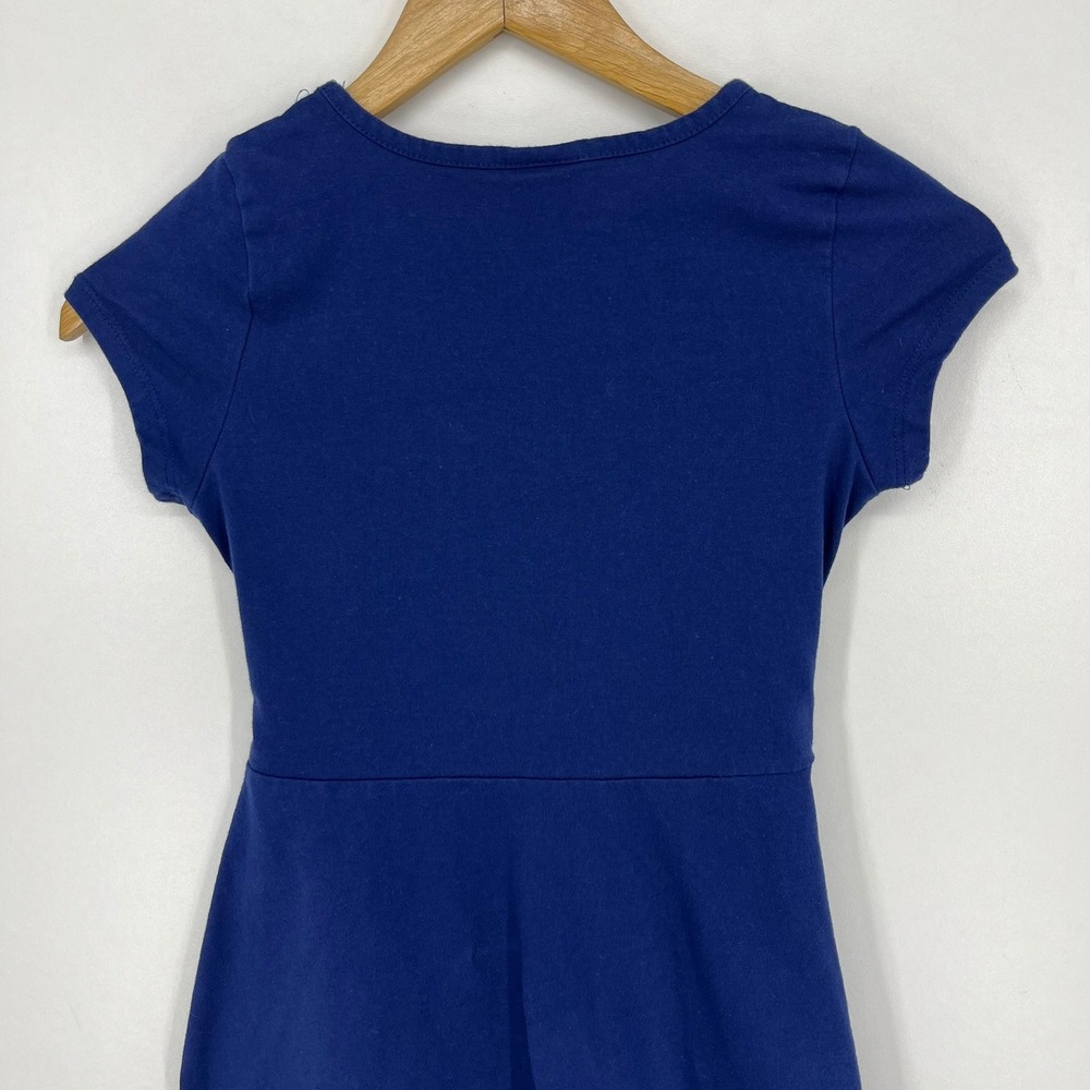 Disney Girls Blue Dress Silver Holographic Logo Pink‎ Braided Belt Size 10/12 - Picture 11 of 13